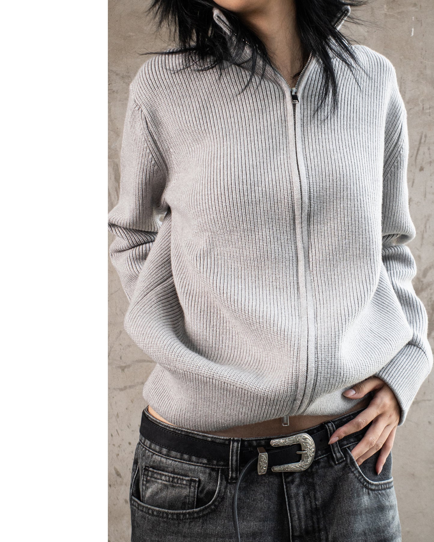 KMC Concrete Zip Knit Sweater