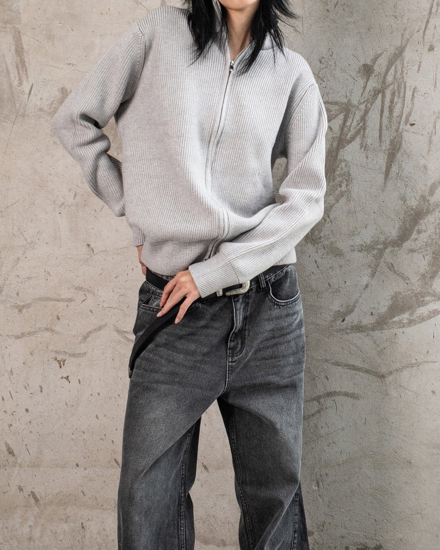 KMC Concrete Zip Knit Sweater