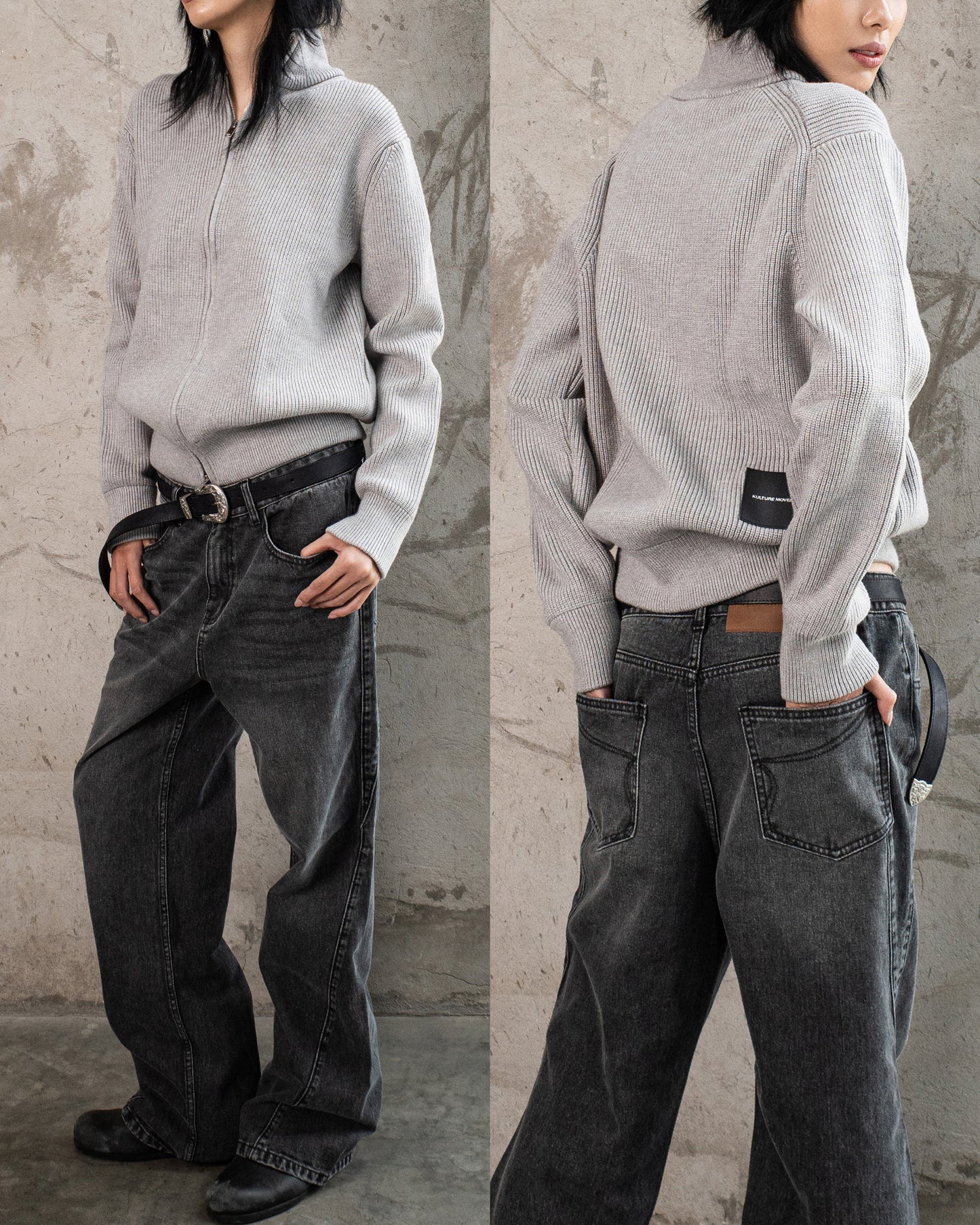 KMC Concrete Zip Knit Sweater