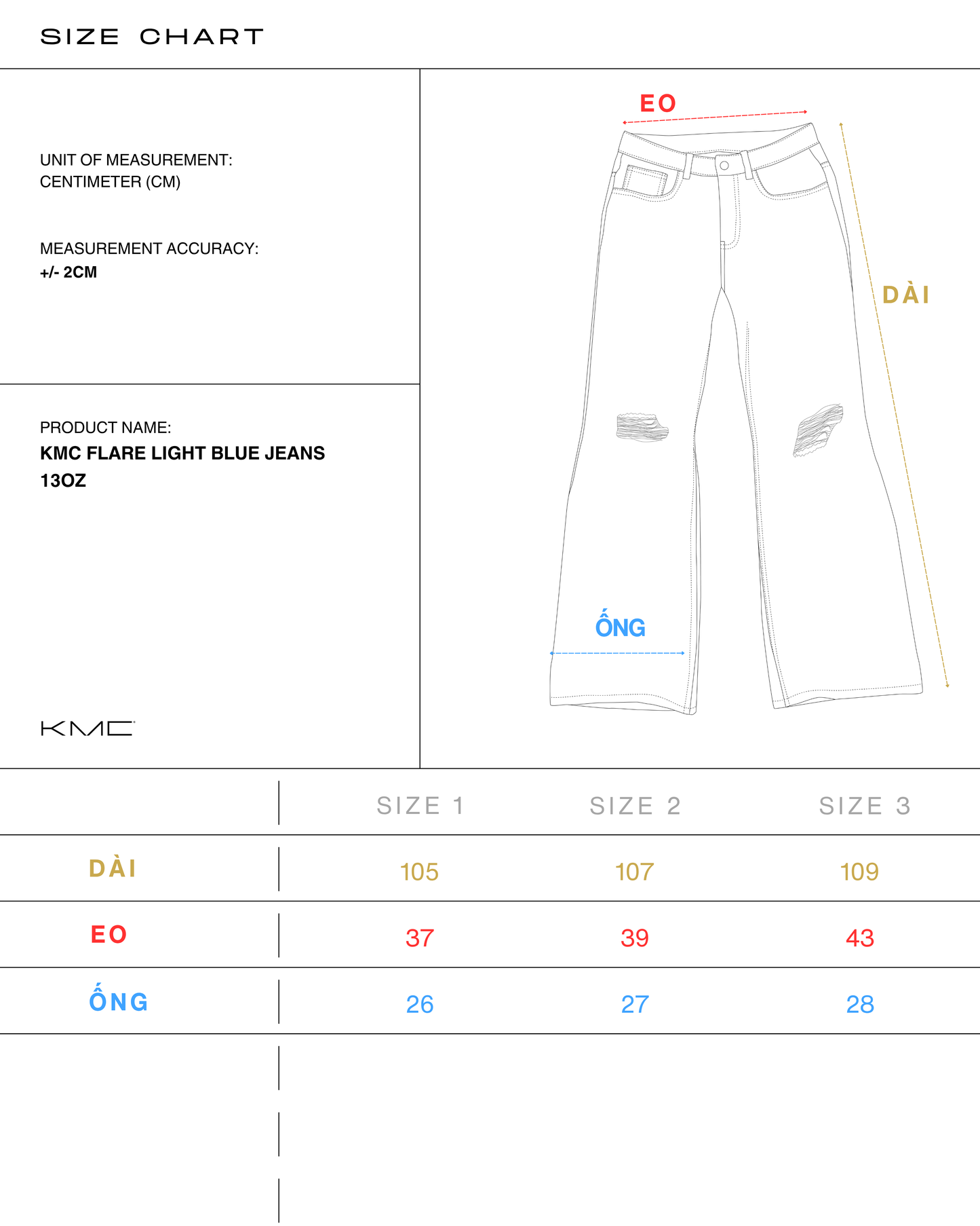 KMC Quần Jeans Flare V2 Light Blue